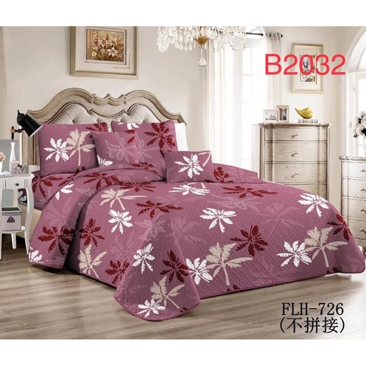 GENERICO - Cobertor Tipo Quilt de Verano / Cubrecamas 2 Plazas Hojas