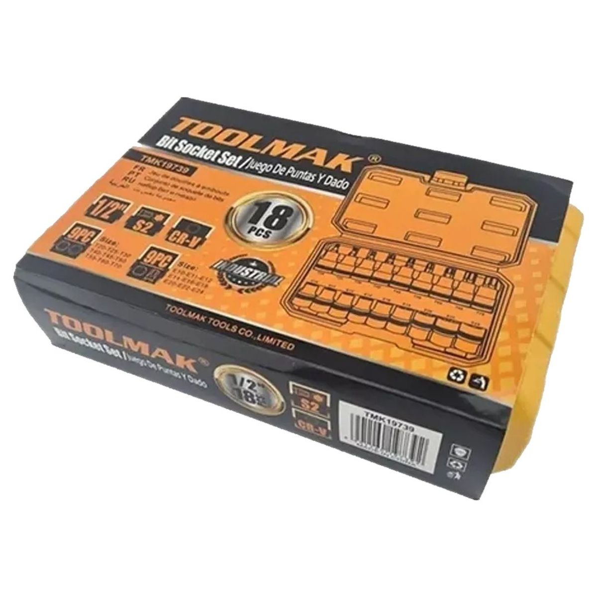 GENERICO - Kit Juego Dados Torx Estrella 1/2 Macho Hembra 18 Piezas Tmk