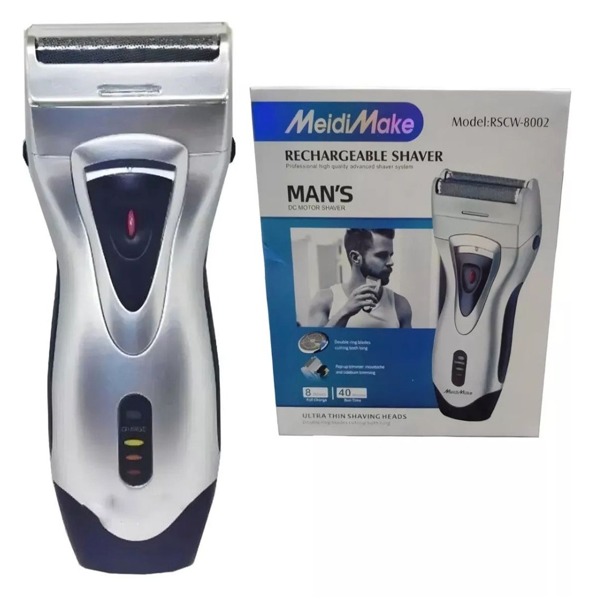 GENERICO - Maquina De Afeitar Recargable De Hombre Rscw 8002 Plateado