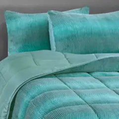 ZAHR - PLUMON CORAL ESTAMPADO DOBLE VERDE