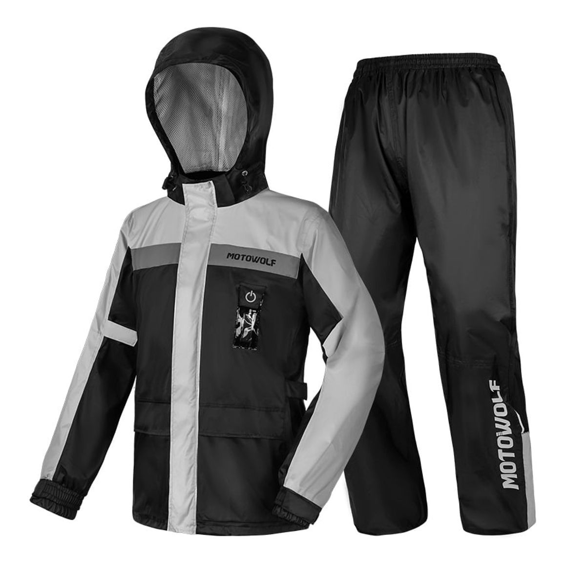 MOTOWOLF - Traje de lluvia para moto y ciclismo Motowolf 0402 210T NegroGris