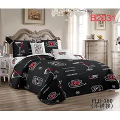 GENERICO - Cobertor Tipo Quilt de Verano / Cubrecamas 2 Plazas Negro Copas