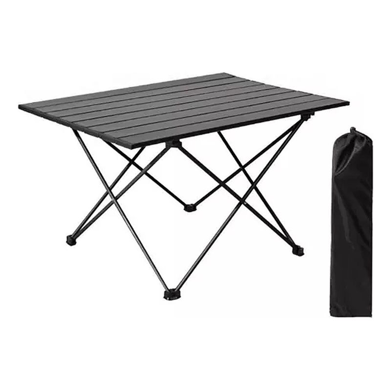 GENERICO - Mesa Camping Plegable Portátil Metalico 68X46X47CM Negro