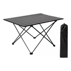 GENERICO - Mesa Camping Plegable Portátil Metalico 68X46X47CM Negro