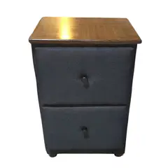 GENERICO - Veladores Doble Cajón Negro Lino Rimar