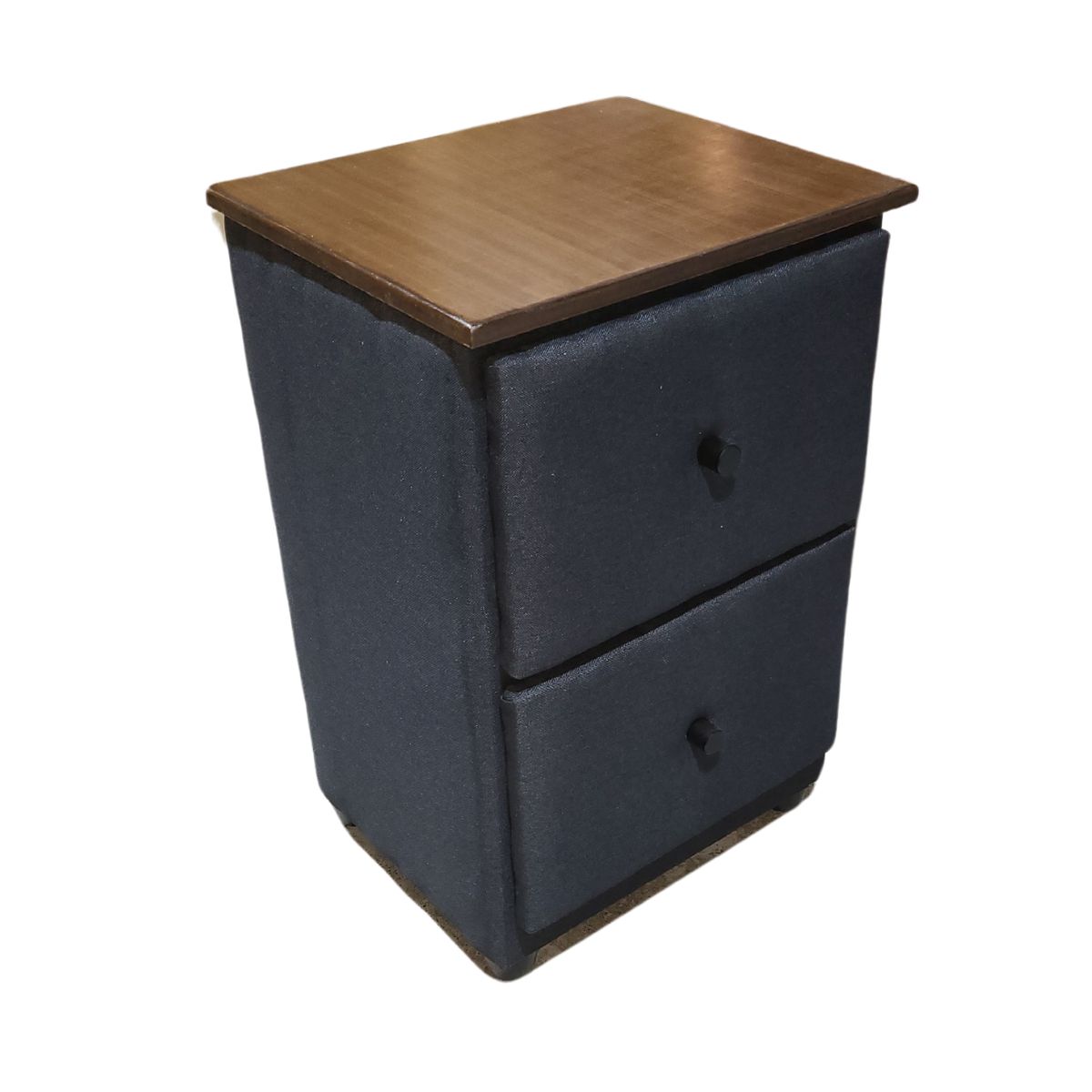 GENERICO - Veladores Doble Cajón Negro Lino Rimar.