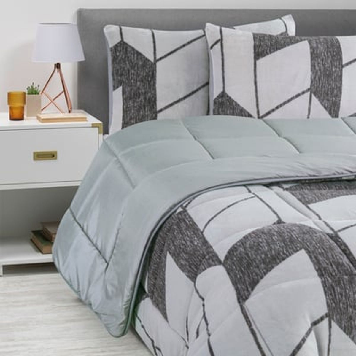 ZAHR - PLUMON CORAL ESTAMPADO KING GRIS