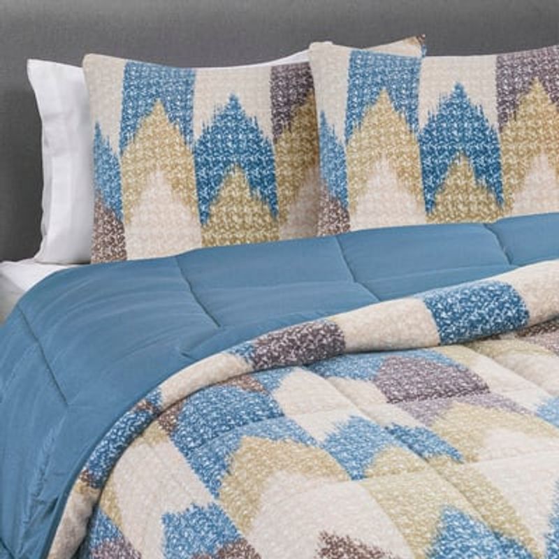 ZAHR - PLUMON CORAL ESTAMPADO KING AZUL
