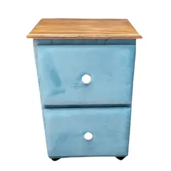 GENERICO - Veladores Doble Cajón Turquesa Felpa Rimar