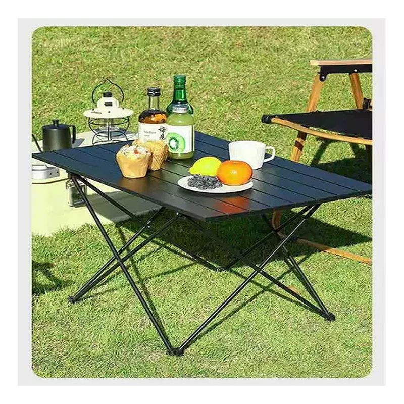 GENERICO - Mesa Camping Plegable Portátil Metalico 68X46X47CM Negro