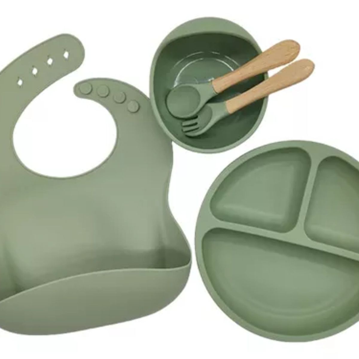 JUGUETERIA ESTELAR - Set de Alimentación infantil silicona Verde