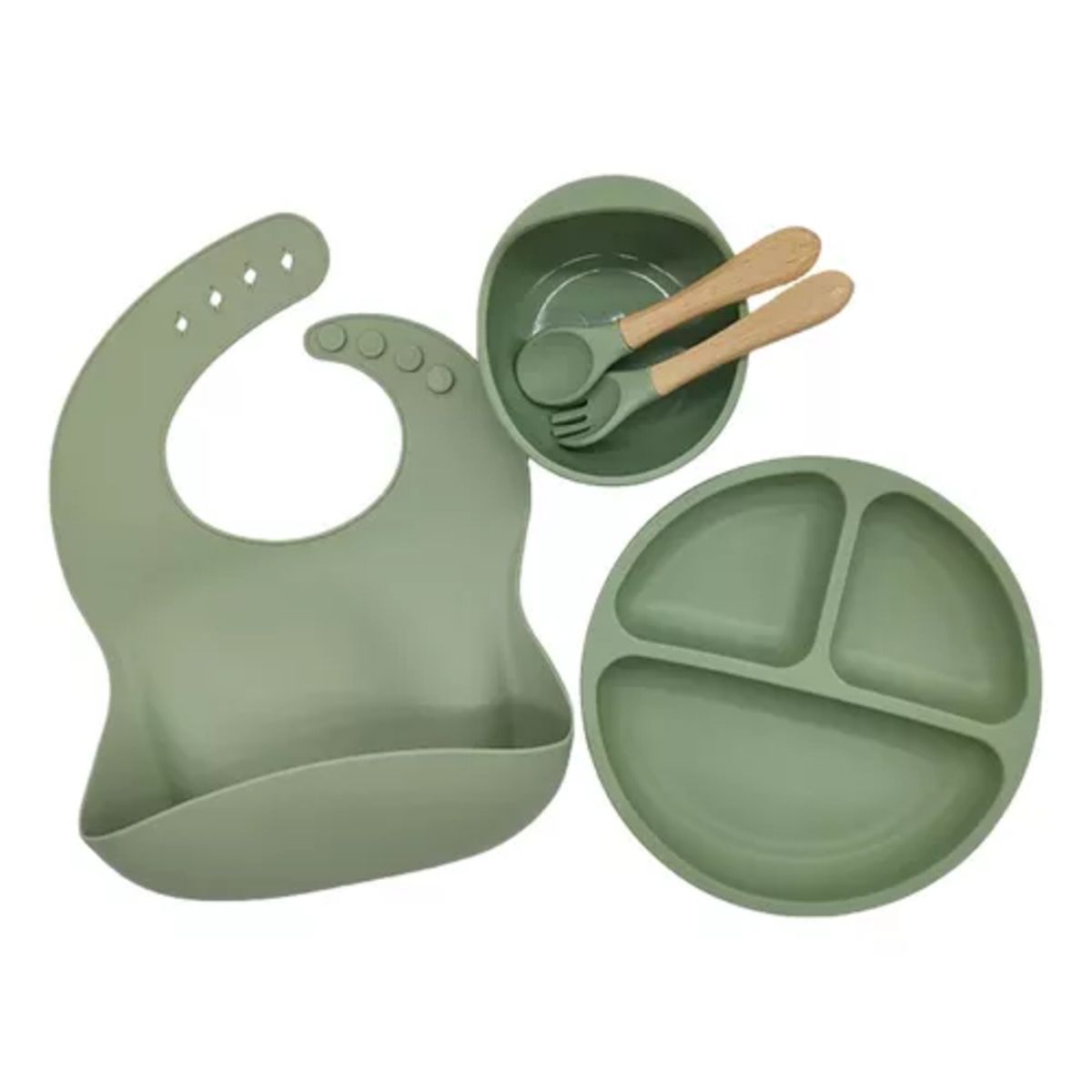JUGUETERIA ESTELAR - Set de Alimentación infantil silicona Verde