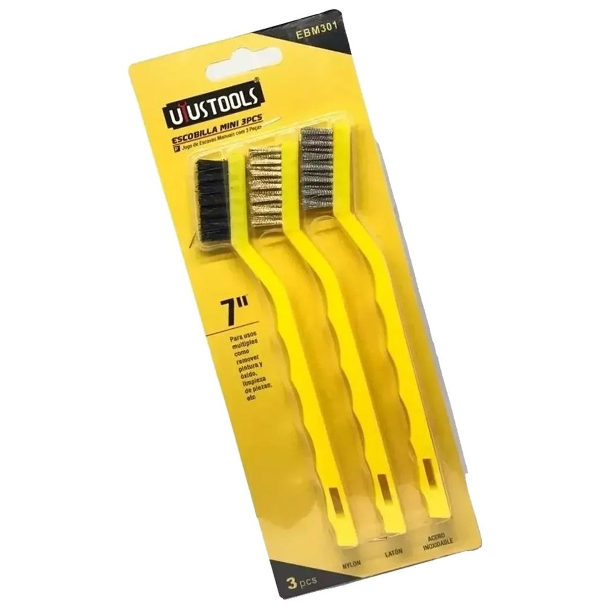 GRUPO UYUSA UYUSTOOLS - Juego De Cepillos Escobilla Mini - 3 Piezas - Uyustools