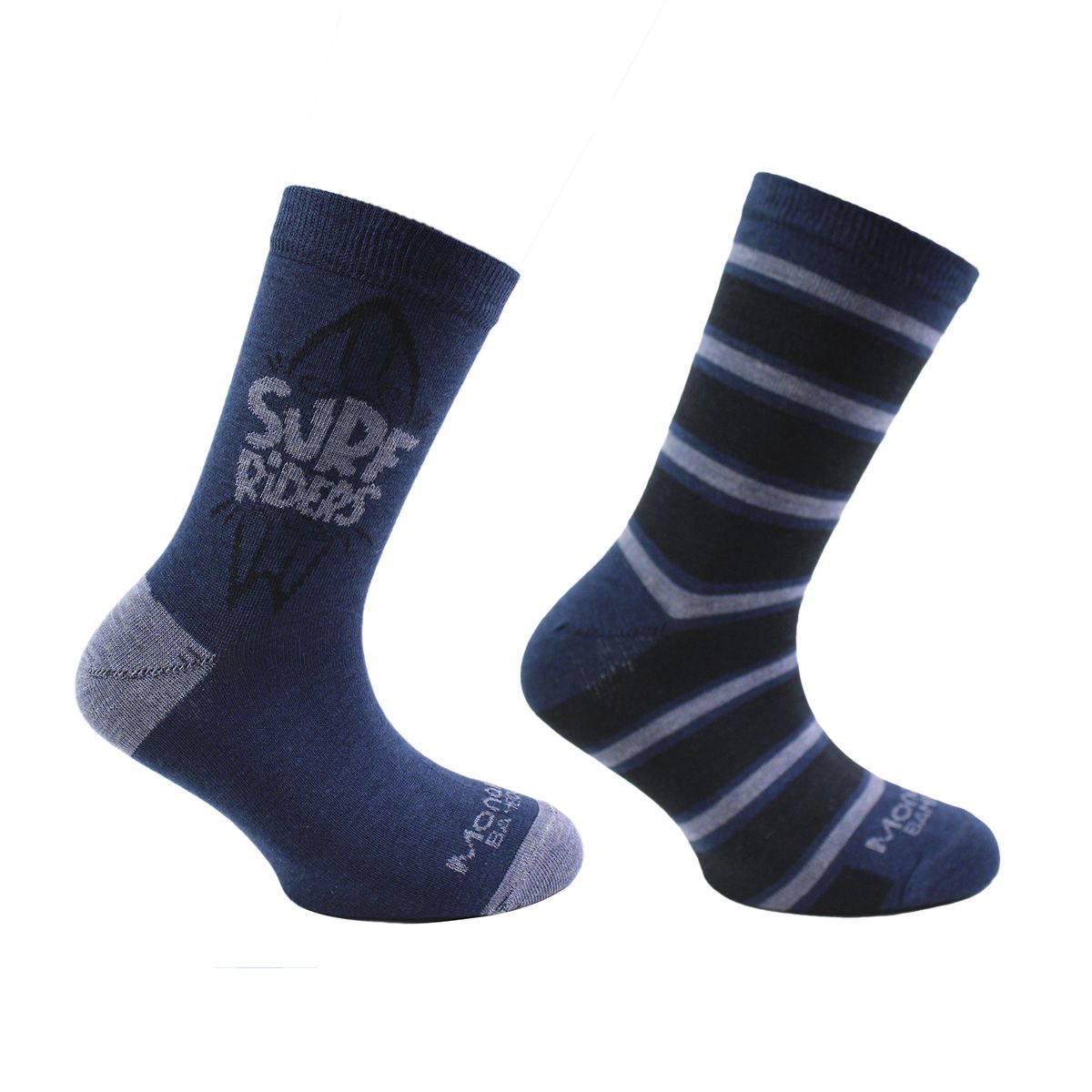 MONARCH - 2 Pares Calcetín Bamboo Surf Largo 3/4 Azul