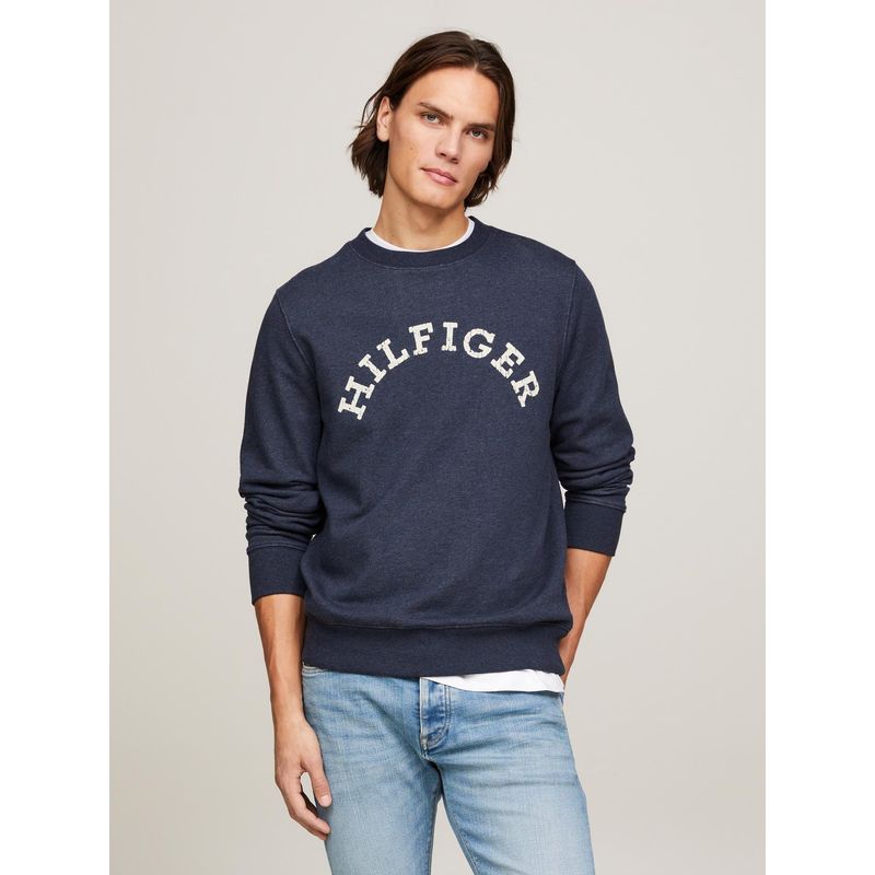 TOMMY HILFIGER - Polerón Con Logo Arqueado Azul Tommy Hilfiger