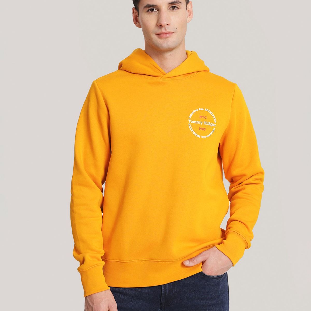 TOMMY HILFIGER - Polerón Hoodie Con Logo Chest Naranjo Tommy Hilfiger