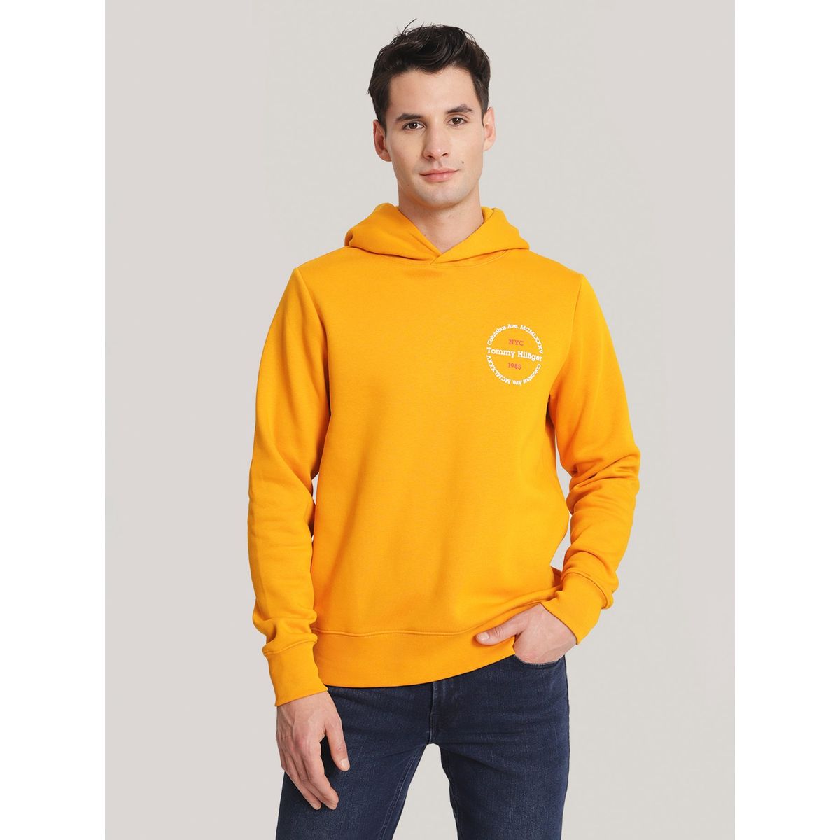 TOMMY HILFIGER - Polerón Hoodie Con Logo Chest Naranjo Tommy Hilfiger