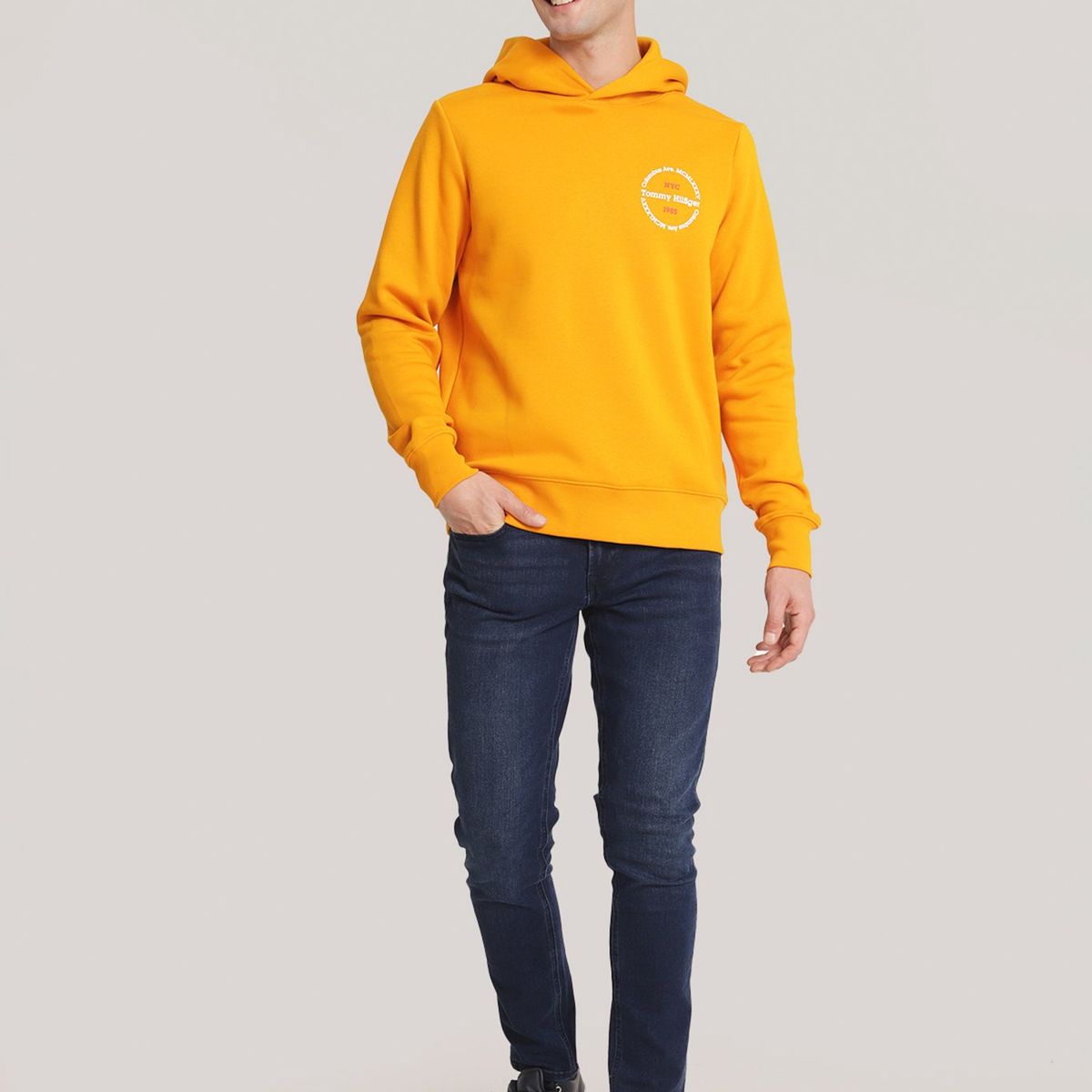 TOMMY HILFIGER - Polerón Hoodie Con Logo Chest Naranjo Tommy Hilfiger