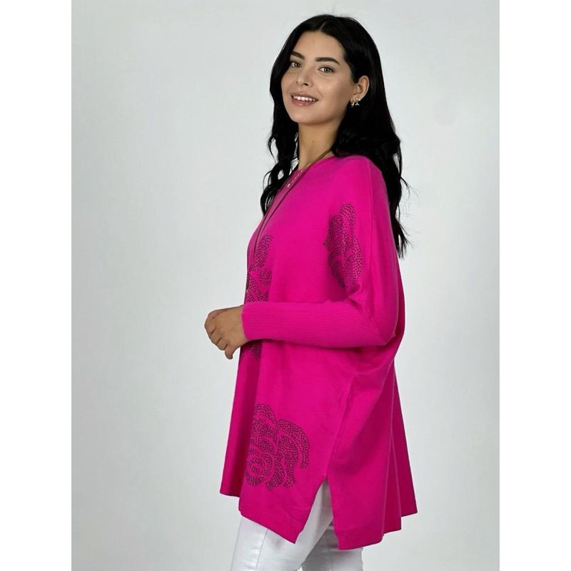 ENIGMATICA BOUTIQUE - Sweater Spandex Rosas Brillantes - Fucsia