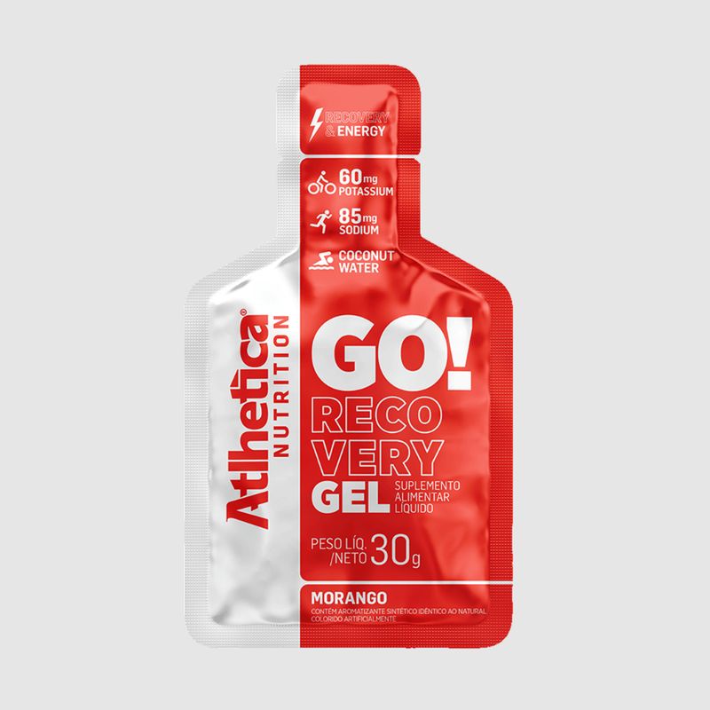 ATLHETICA NUTRITION - GEL ENERGIZANTE GO! RECOVERY, 30G - SIN CAFEÍNA - 10 UNIDADES