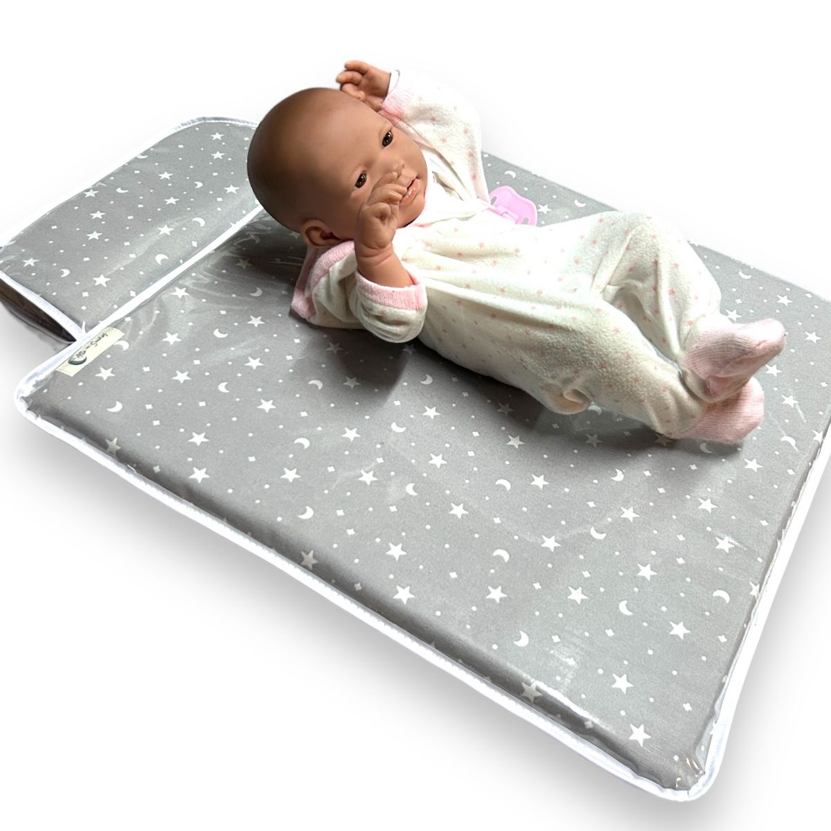 ALTO EN SUEÑOS - Mudador con cabecera Gris Lunas y Estrellas