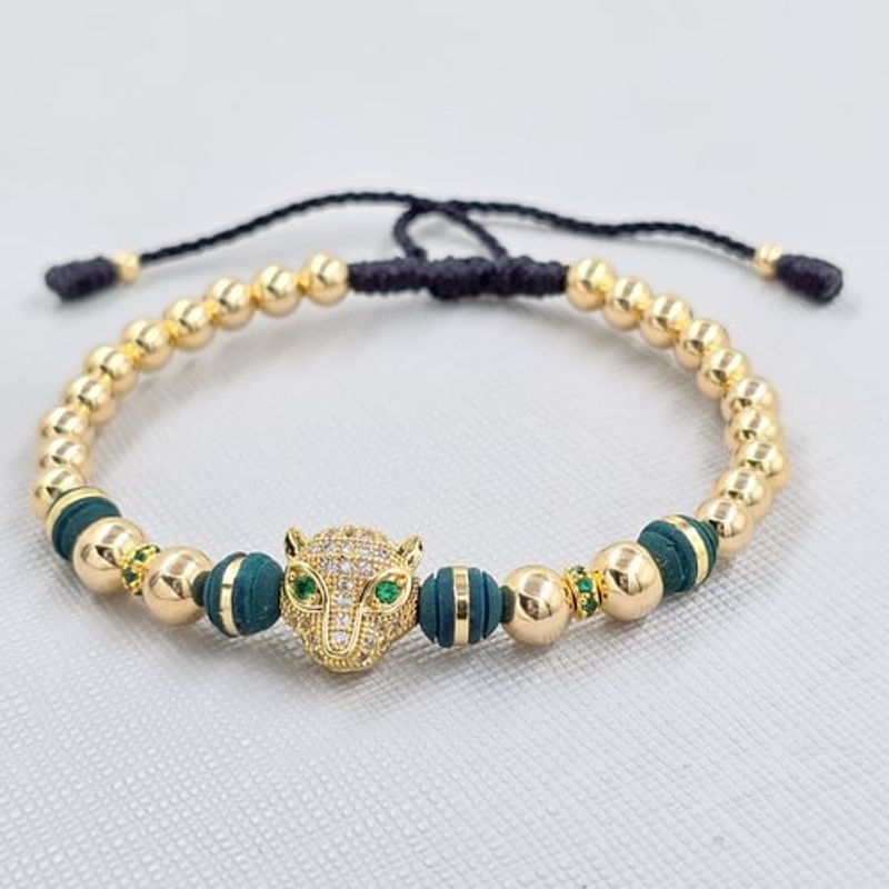 GENERICO - Pulsera Con Herraje Jaguar en Balin Oro Laminado 18k