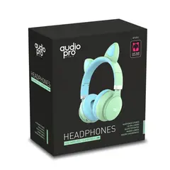 AUDIO PRO - Audifonos de Gato Bluetooth AUX Micro Sd LED Verde Audiopro