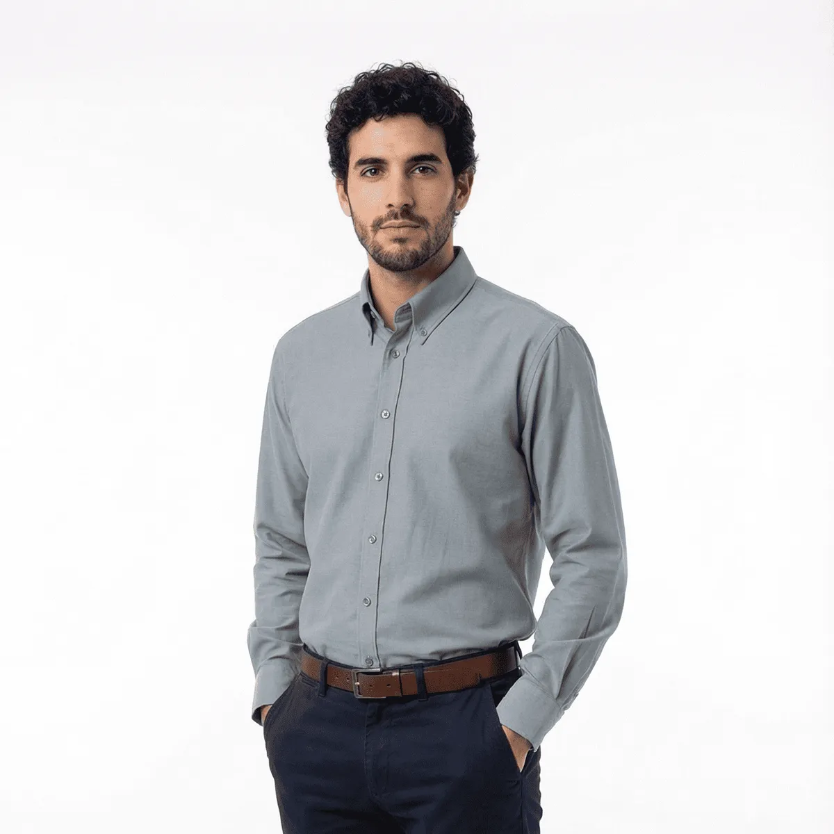 T WORLD - Camisa Oxford Hombre Manga Larga Clásica Trabajo Formal