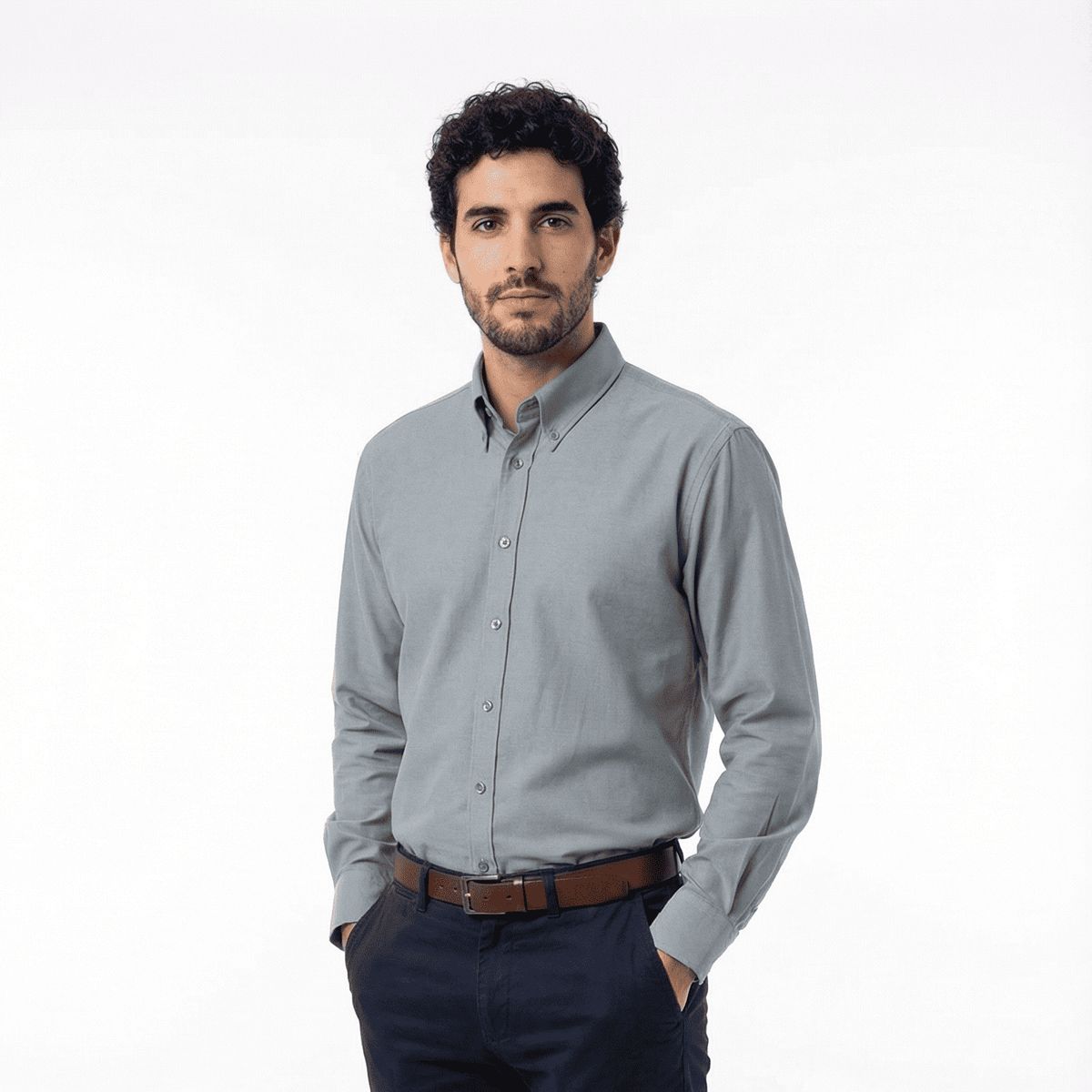 T WORLD - Camisa Oxford Hombre Manga Larga Clásica Trabajo Formal