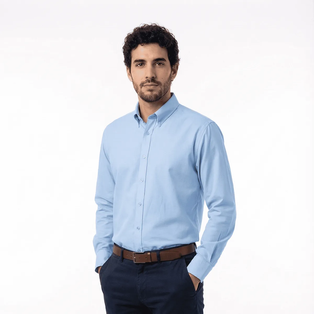 T WORLD - Camisa Oxford Hombre Manga Larga Clásica Trabajo Formal