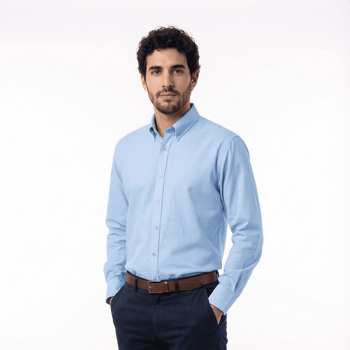 T WORLD - Camisa Oxford Hombre Manga Larga Clásica Trabajo Formal