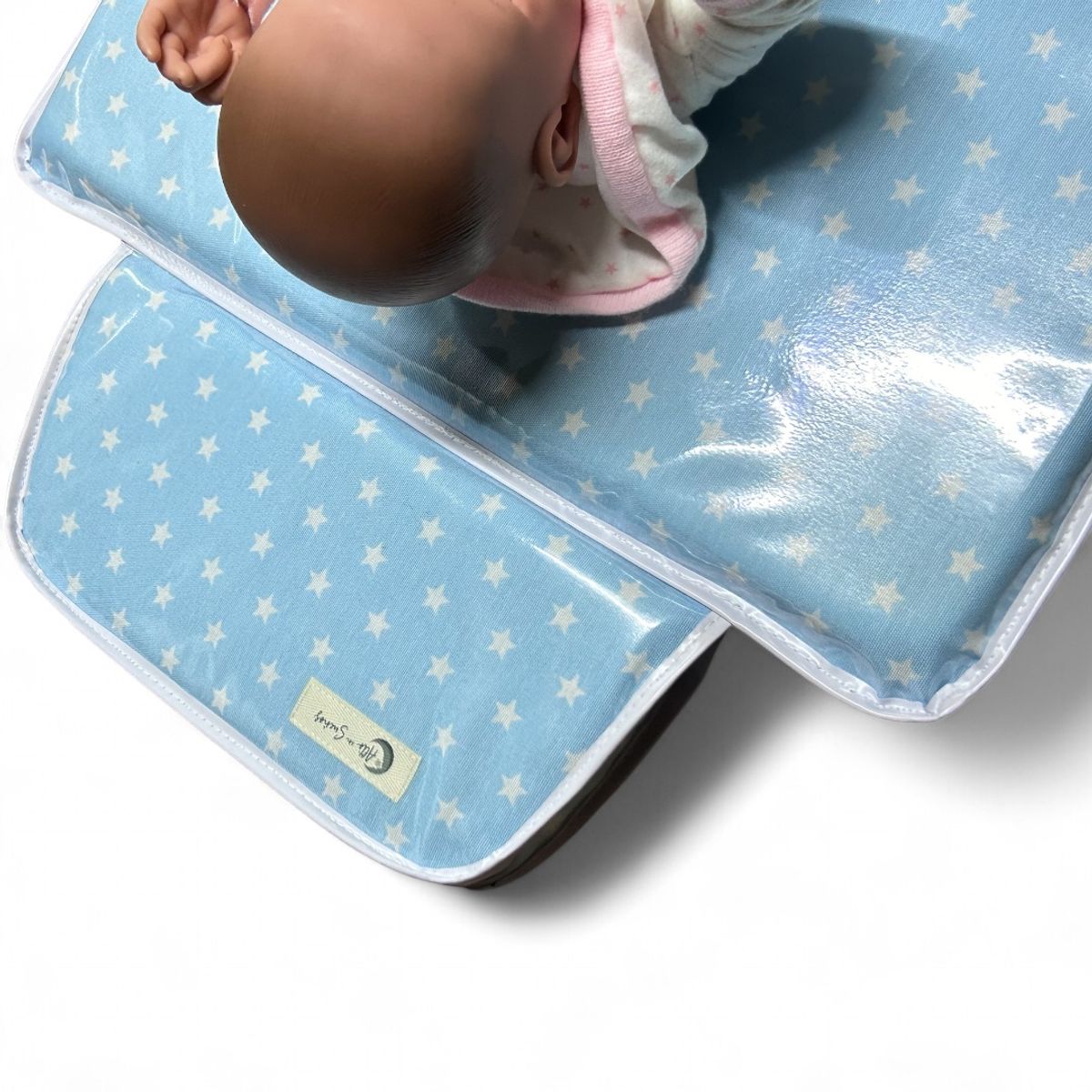 ALTO EN SUEÑOS - Mudador con cabecera Celeste Estrellas