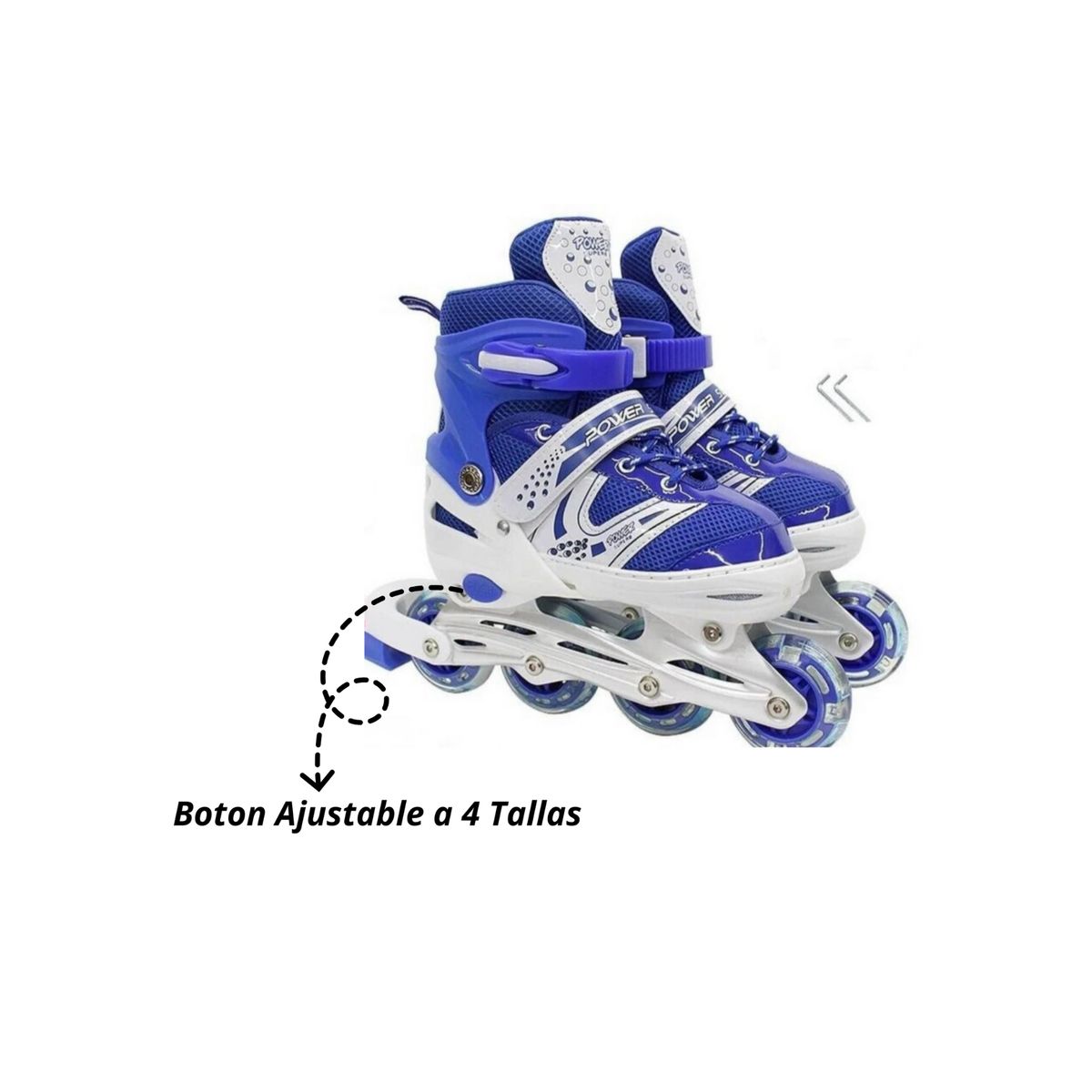 GENERICO - Patines Lineales Ajustable Azul Talla S 29-32