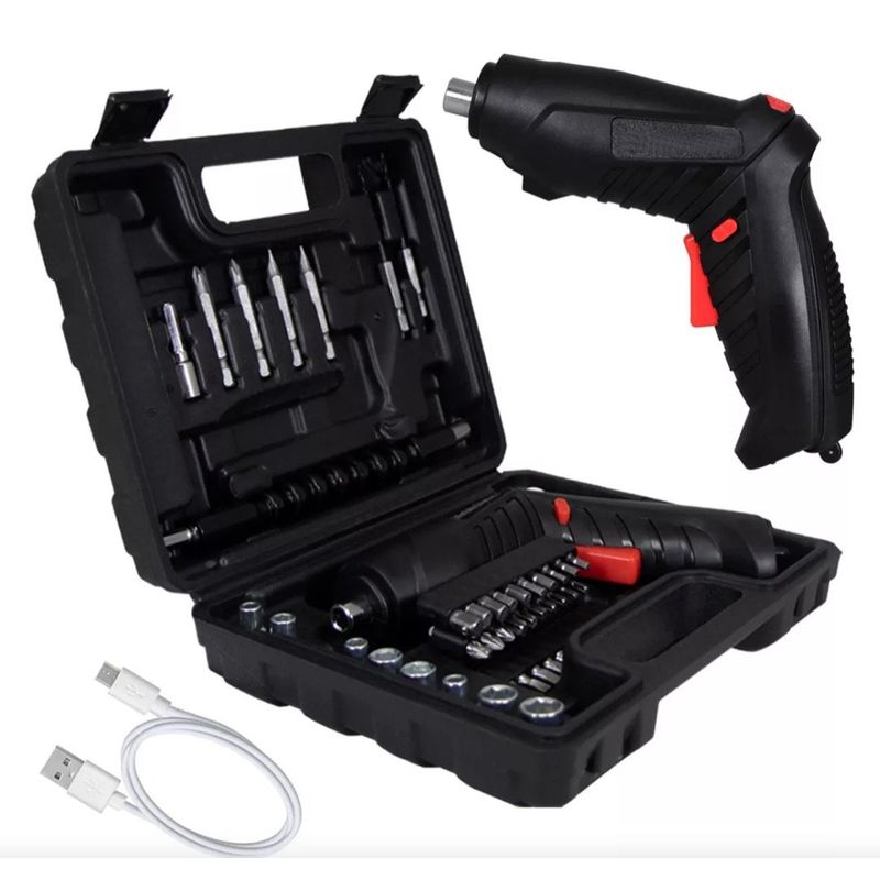 GENERICO - 48 Piezas Kit Destornillador Eléctrico Recargable Inalámbrico 3.6v Usb