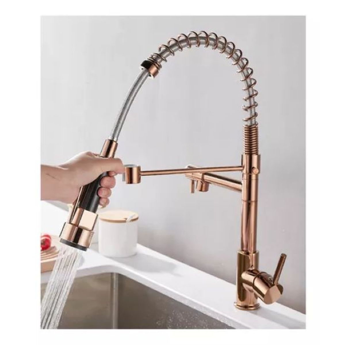 GENERICO - Llave Lavaplatos Flexible Triple Acero Inoxidable Grifo