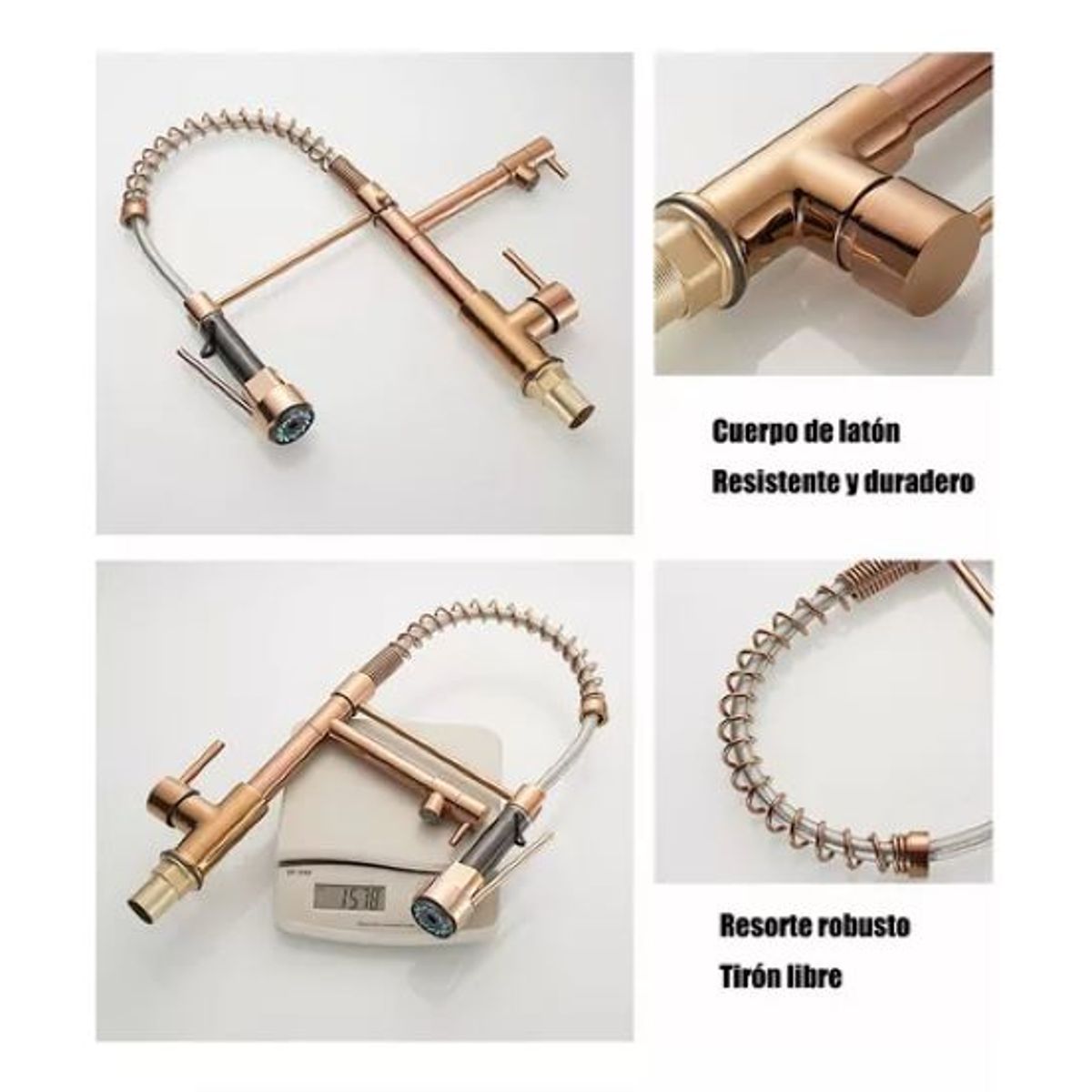 GENERICO - Llave Lavaplatos Flexible Triple Acero Inoxidable