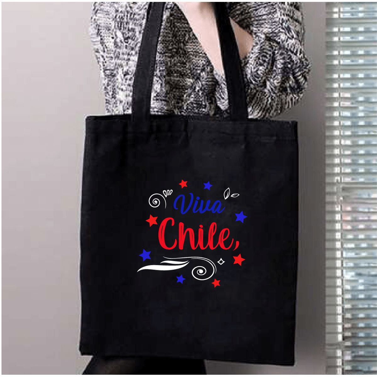 GENERICO - BOLSO TOTE BAG  VIVA CHILE FIESTAS PATRIAS 35 X 40 CM