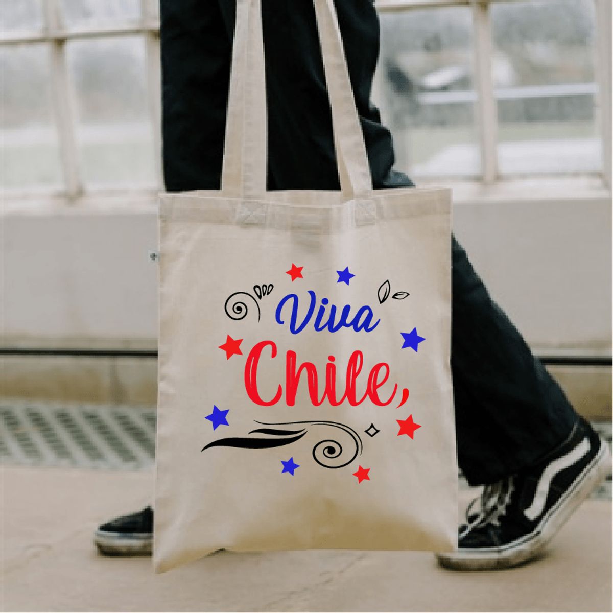 GENERICO - BOLSO TOTE BAG  VIVA CHILE FIESTAS PATRIAS 35 X 40 CM