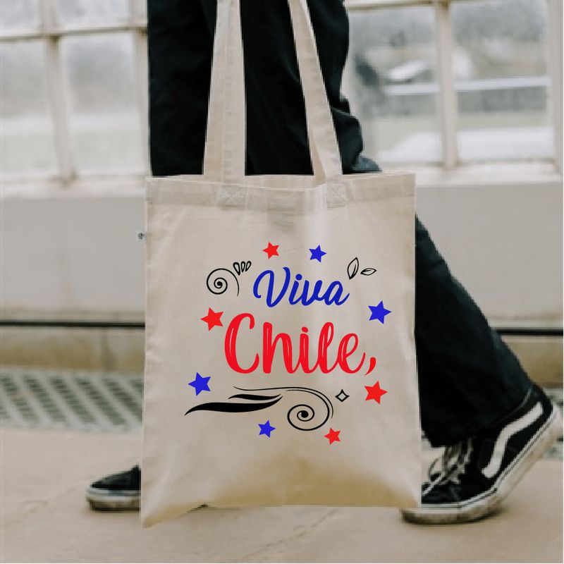 GENERICO - BOLSO TOTE BAG  VIVA CHILE FIESTAS PATRIAS 35 X 40 CM