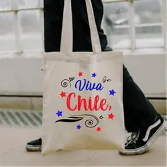 GENERICO - BOLSO TOTE BAG  VIVA CHILE FIESTAS PATRIAS 35 X 40 CM