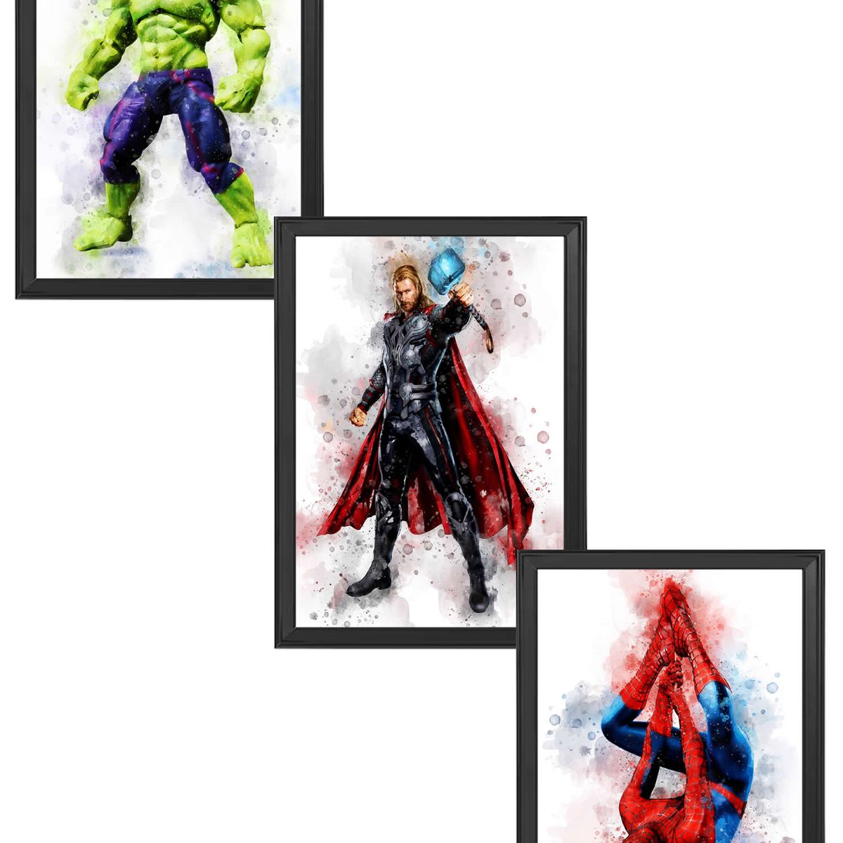 DECORACION CREATIVA - Set de Cuadros Infantiles IA Marvel3 X3 Black