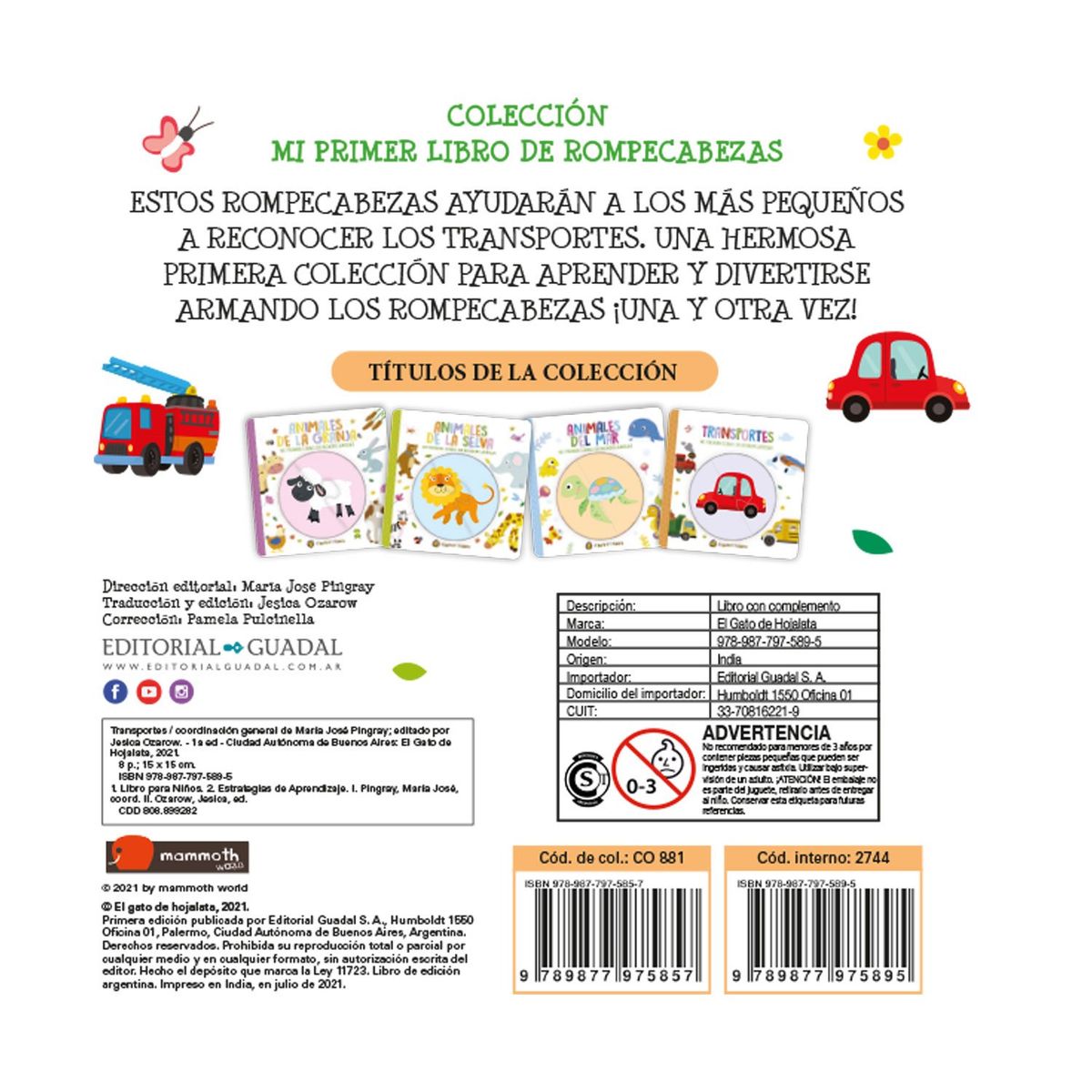 EDITORIAL GUADAL - LIBRO Transportes - Mi Primer Libro De Rompecabezas