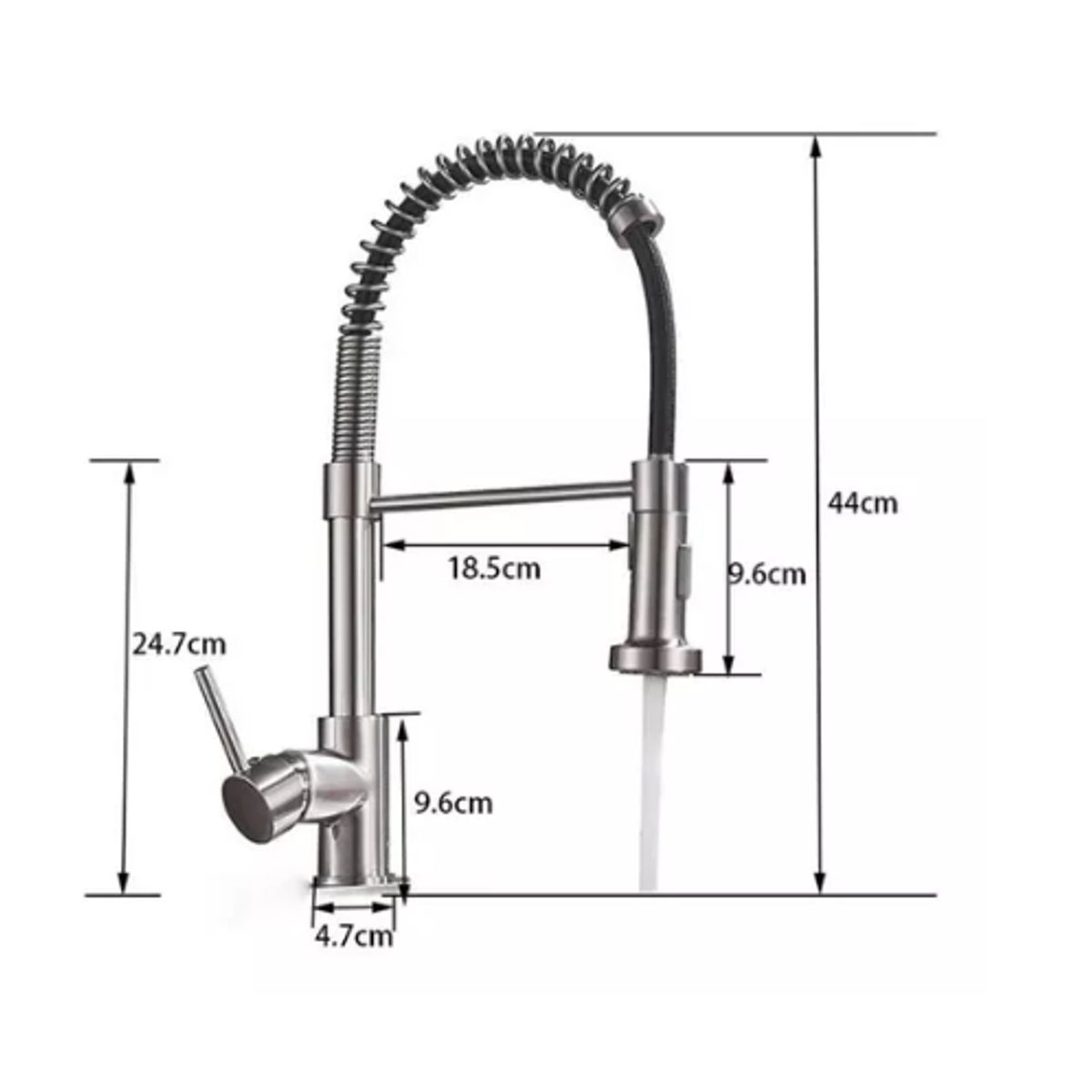 GENERICO - Llave Lavaplatos Plateada Flexible Acero Inox Grifo 360°