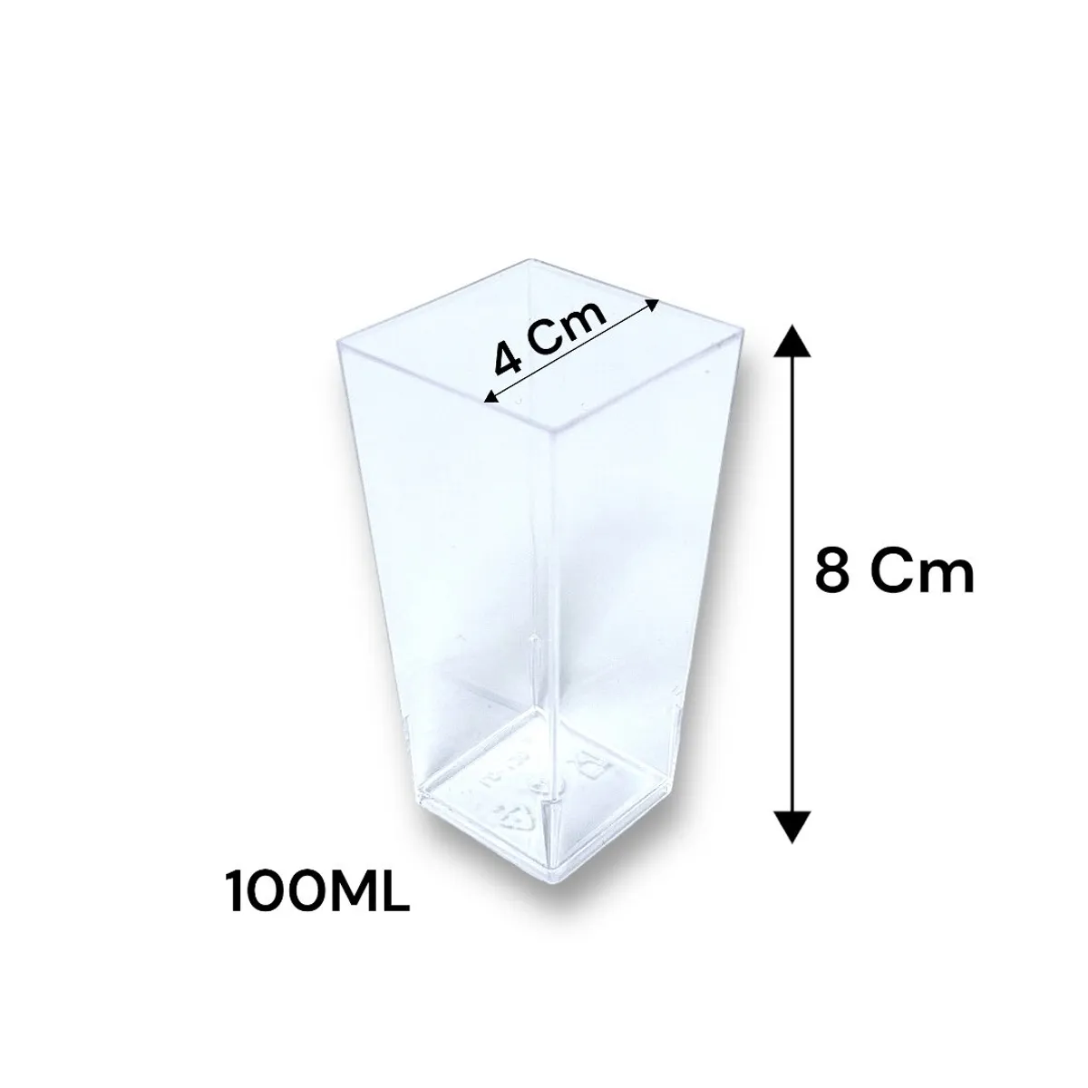 GENERICO - Pack 20 Vasos Shots Acrilicos Cuadrado de Gala Postres 100ml