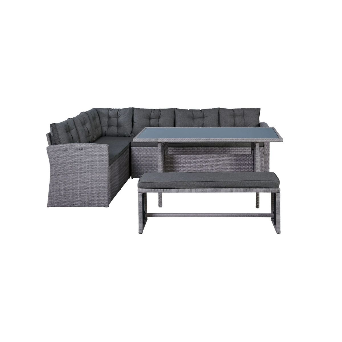 GENERICO - Set de terraza 8 pers. + Banca Agrostemma - 177 x 169 x 74 cm Outzen