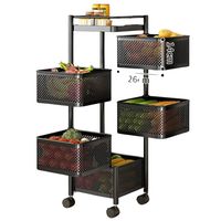 Carrito Verdulero Organizador 5 Cestas Estante Metálico Giratorio