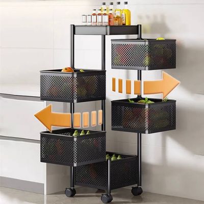 Imagen 2 del producto Carrito Verdulero Organizador 5 Cestas Estante Metálico Giratorio