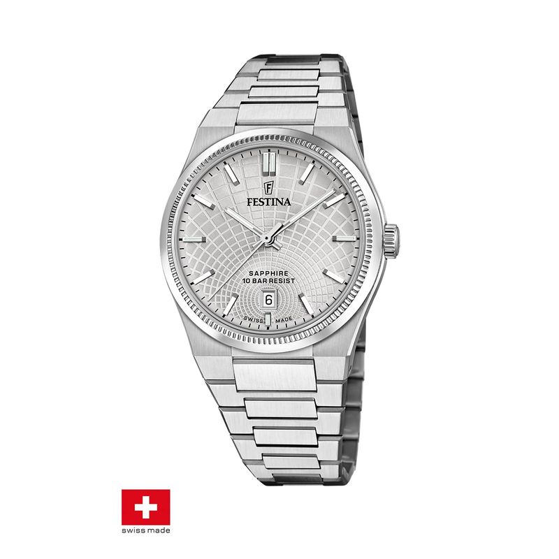 FESTINA SWISS - Reloj F20051/2 Festina Swiss Plateado Hombre Rive Collection