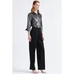 LIOLA - Pantalon Recto Tiro Alto Con Pinza, Negro