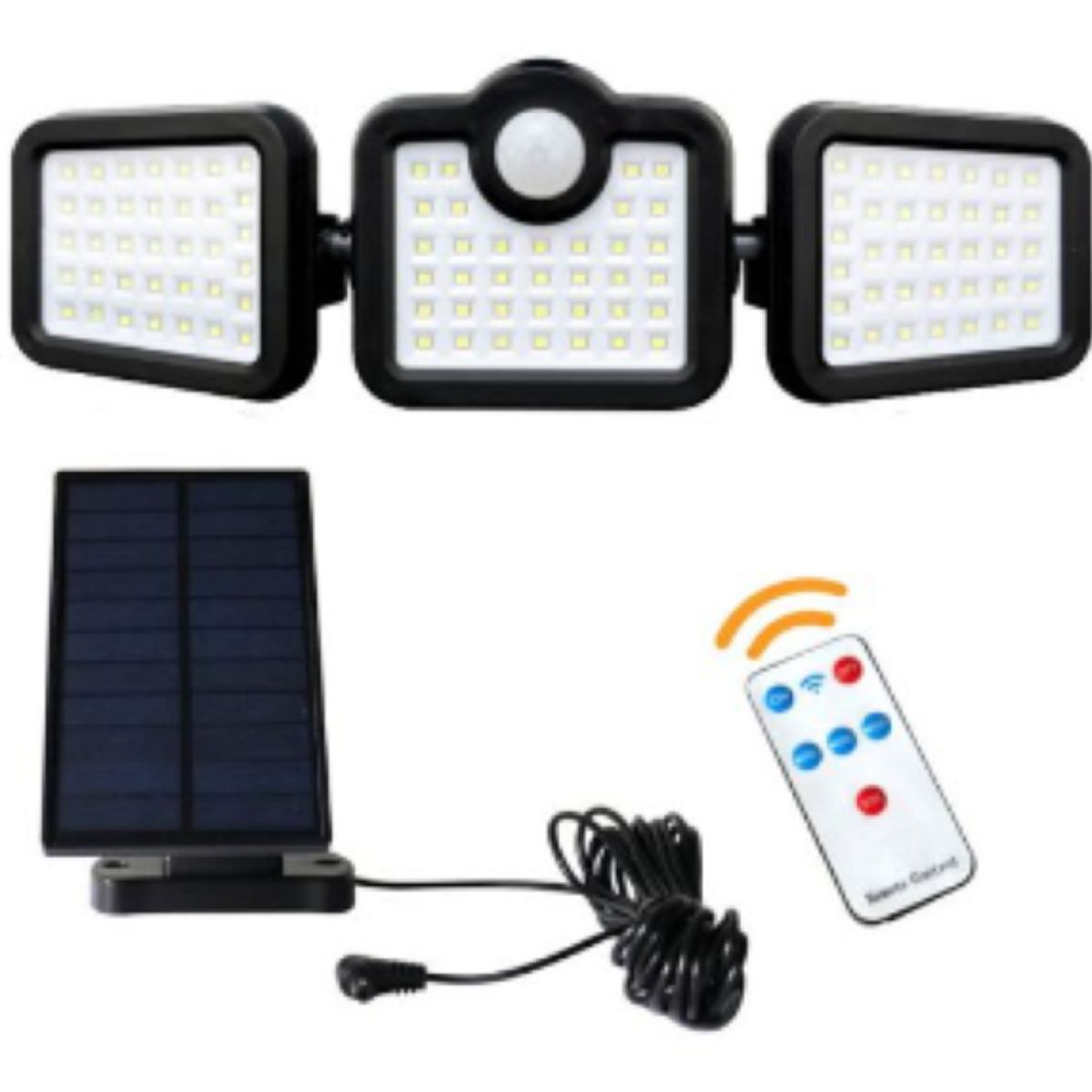 GENERICO - Foco Solar Triple Panel Solar Separado Sensor Control Remoto